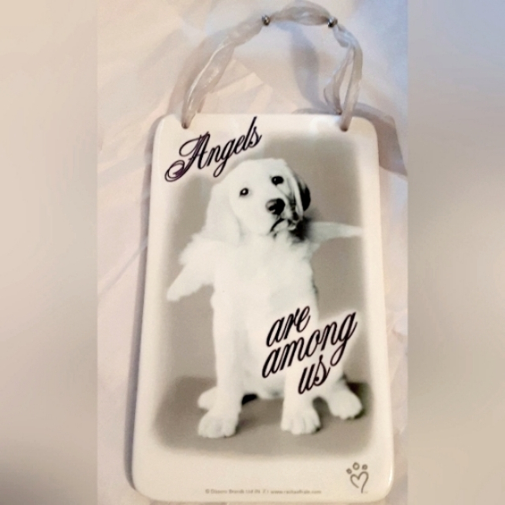 Angels Are Among Us Dog Hanging Plaque Art